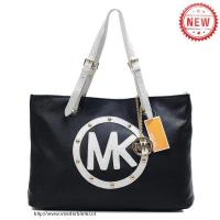 michael kors groot logo medium zwart bakken Tas Aanbieding vukfm532